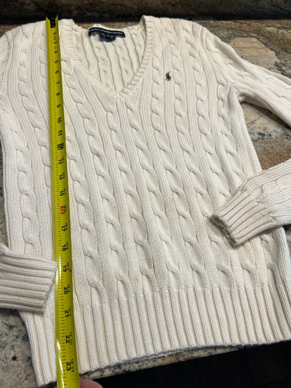 Ralph Lauren V-Neck Sweater in Cream - Picture 7 of 8